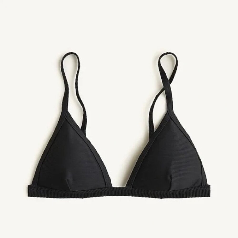 NWT J. Crew Ribbed Triangle Bikini Top Black Plus Size 3X NEW